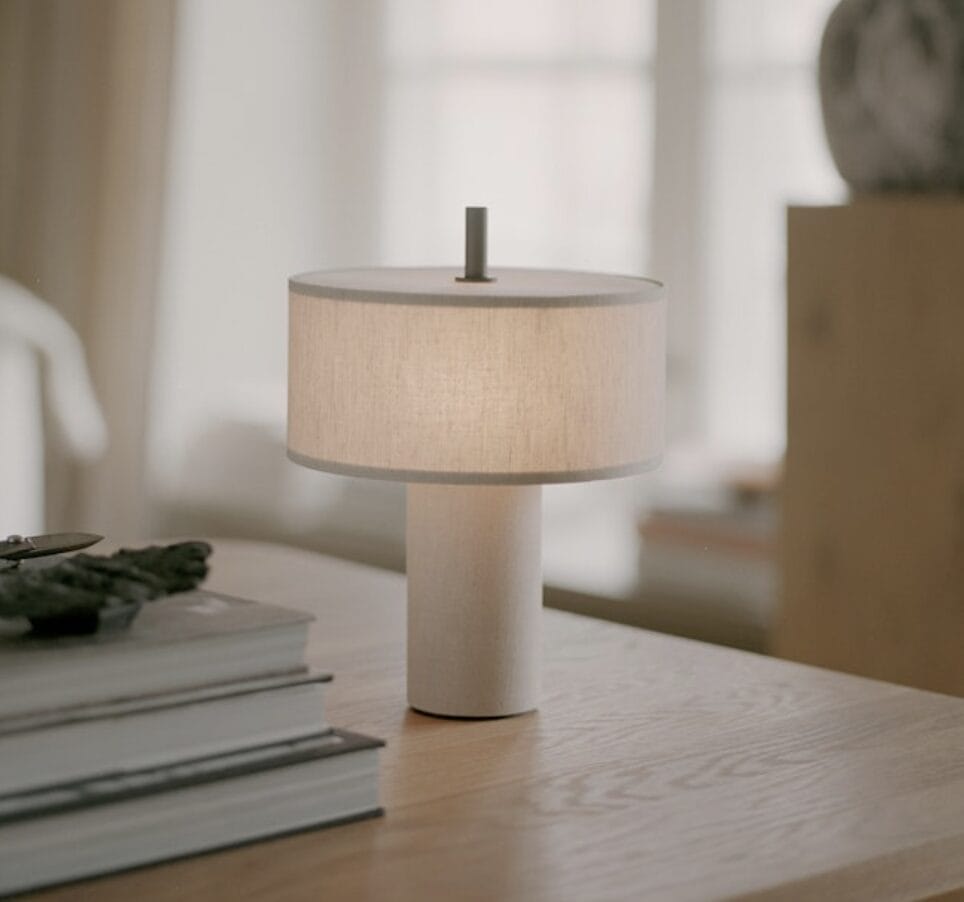 Margin Portable Table Lamp, Beige Canvas - Image 2