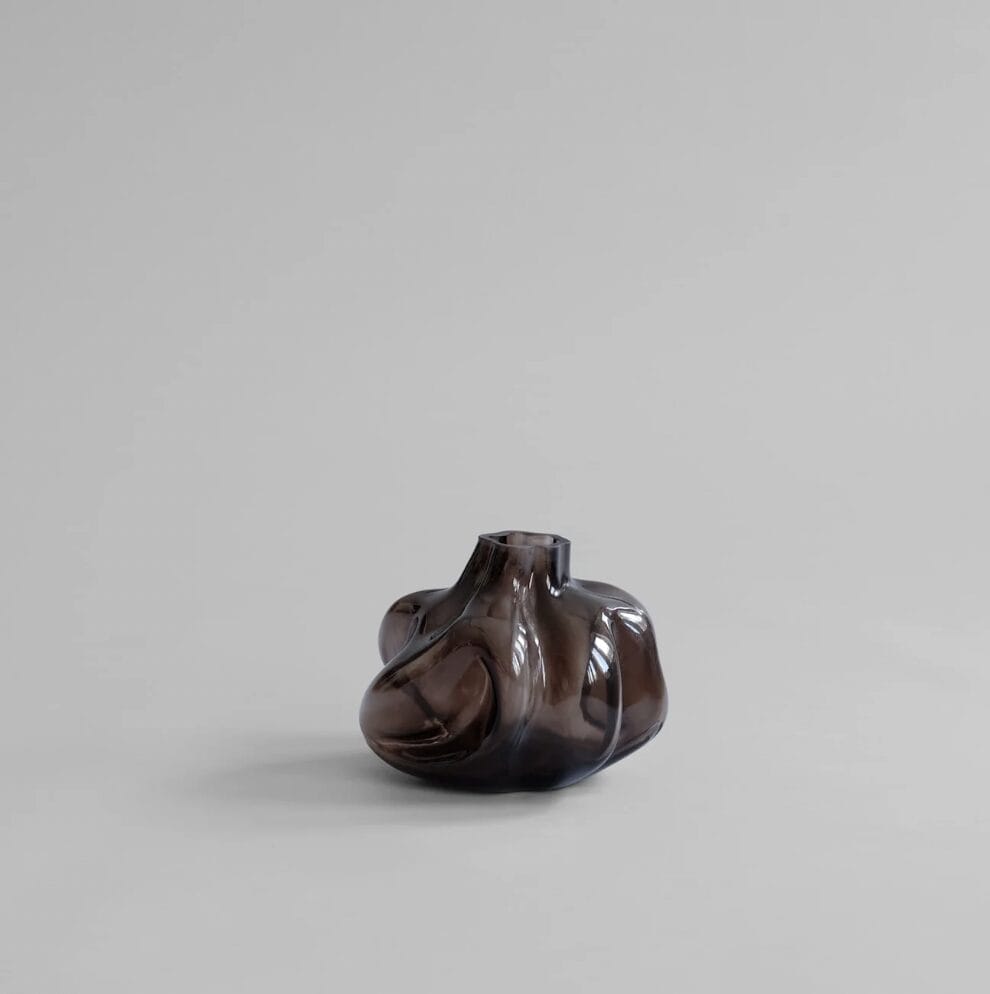 Wabi Vase, Mini - Smoked Forest Mouth-Blown Glass - Image 4
