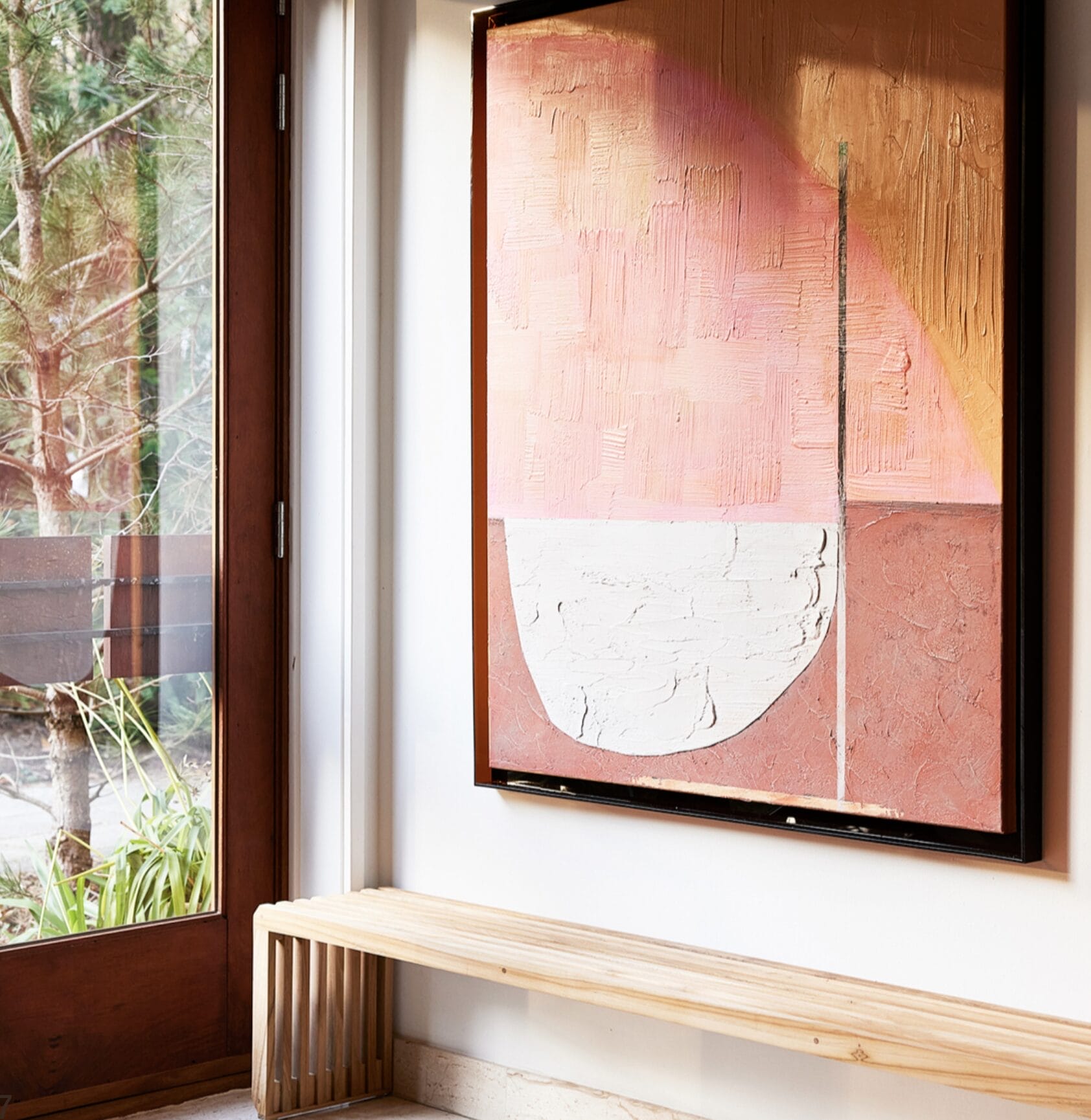 Framed artwork roseate hues, 107x127cm