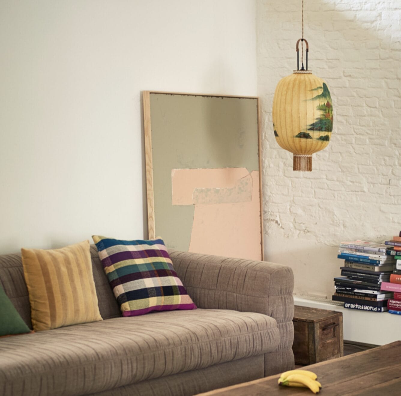 Abstract painting olive/nude, 100x120cm - Image 2