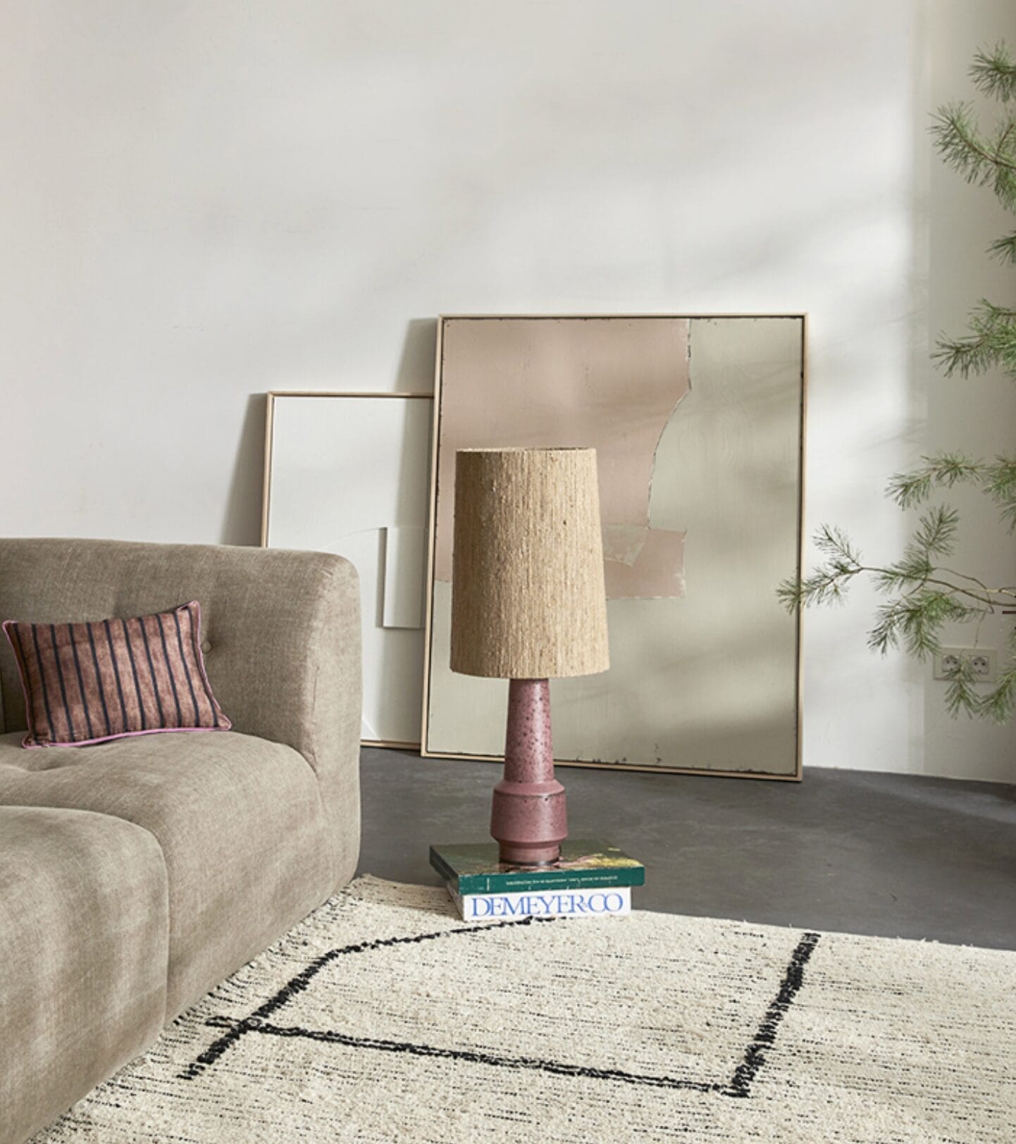 Abstract painting olive/nude, 100x120cm