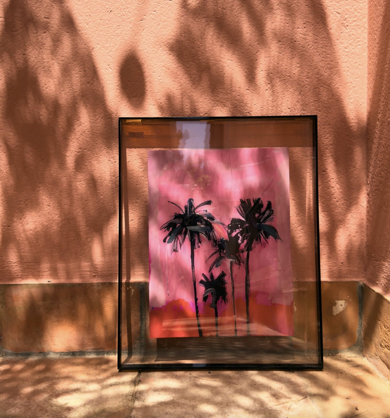 Acrylic frame brown palms, 40x50cm