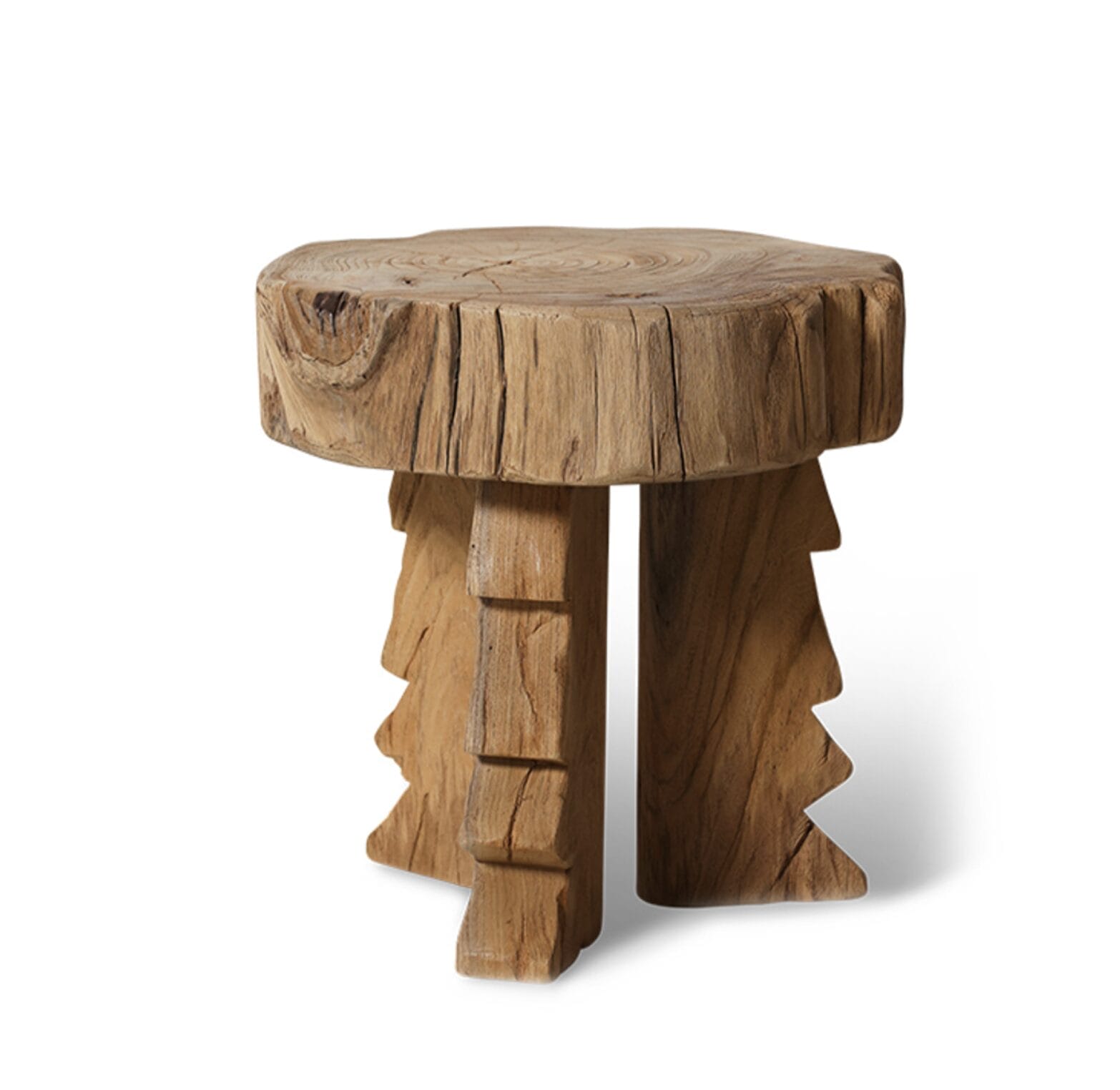 Carved wooden stool, 40x40x40cm - Image 5