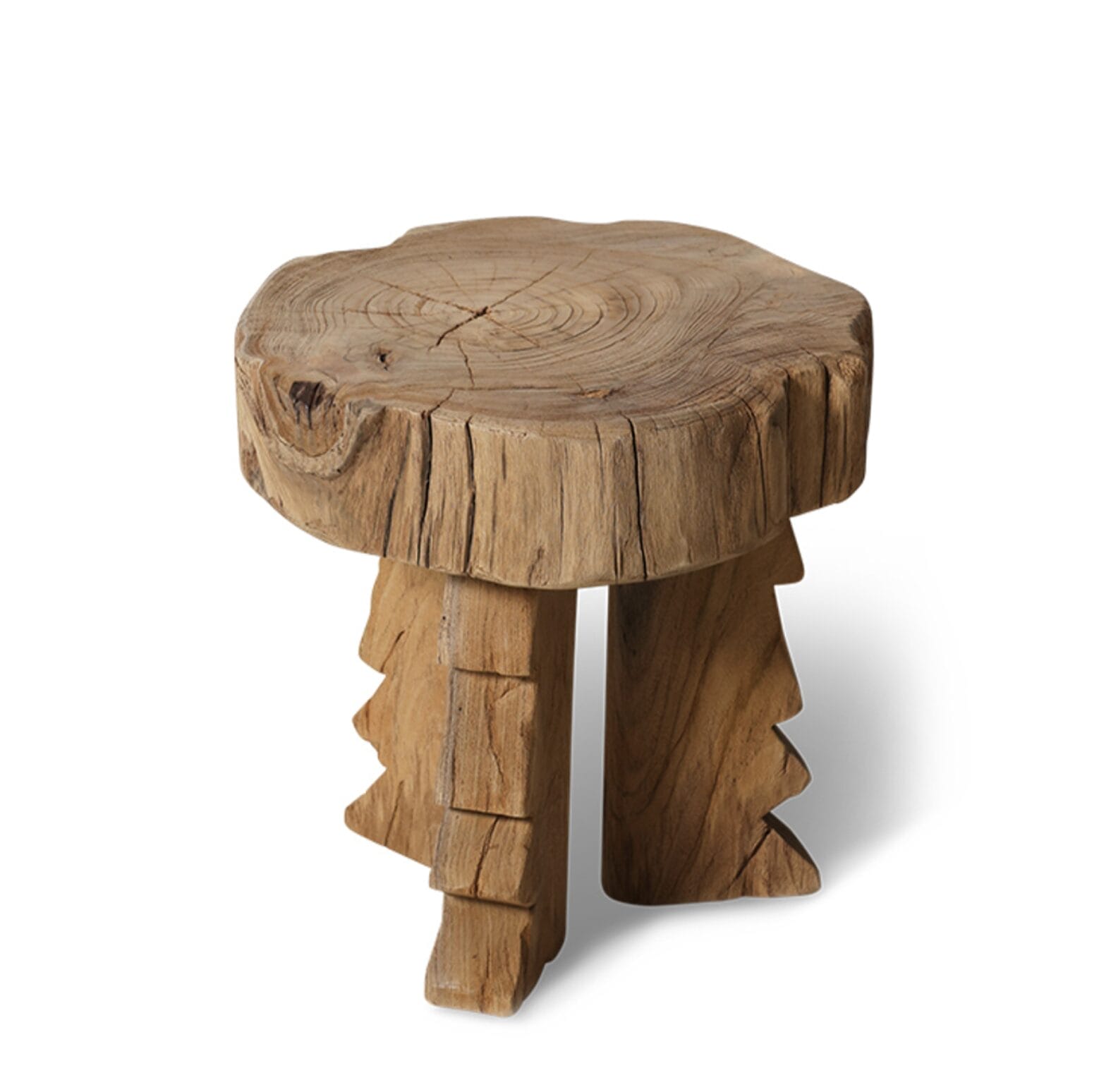 Carved wooden stool, 40x40x40cm - Image 4