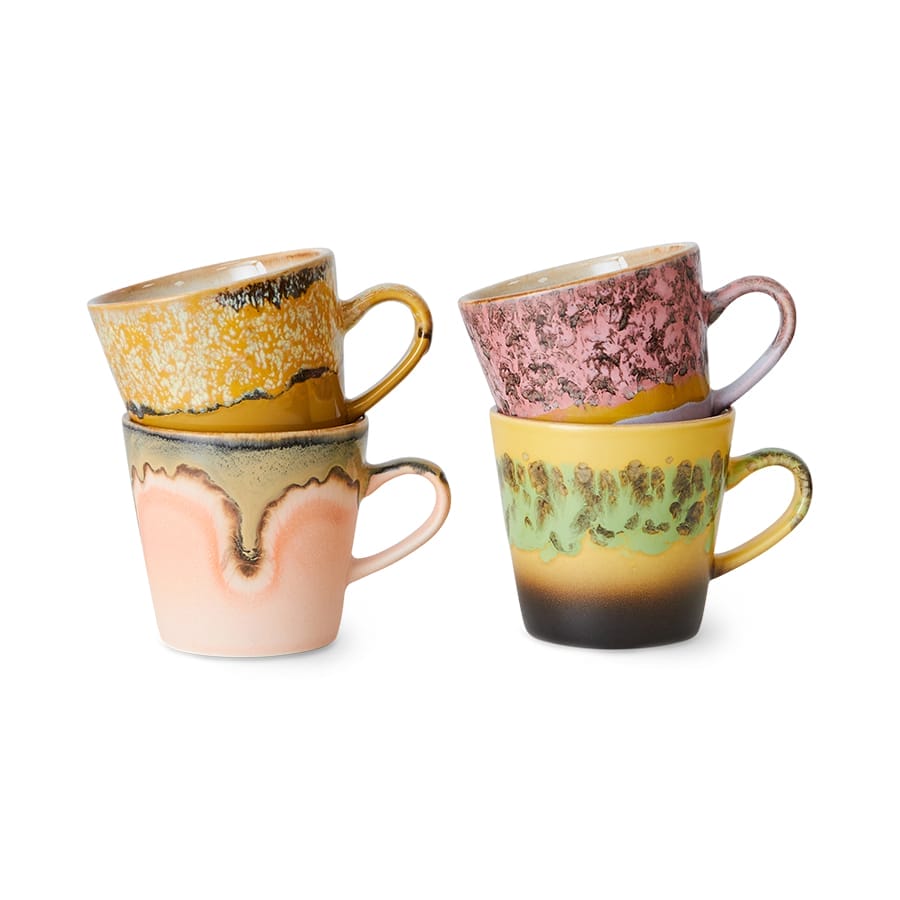 70s ceramics: americano mugs radiant (set of 4)