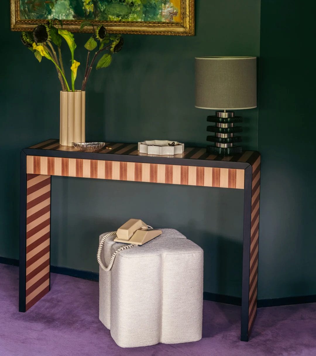 Console Paolo, Striped mahogany and beech console - Image 2