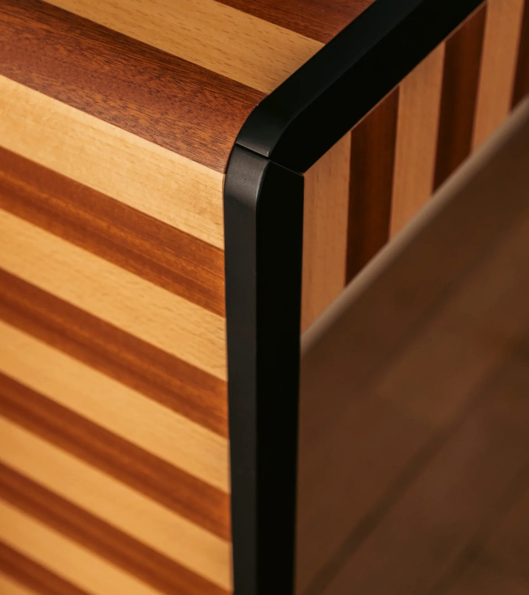 Console Paolo, Striped mahogany and beech console - Image 3