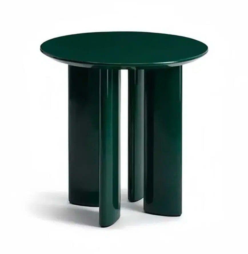 Carlotta, Round green marble and iroko finish legs coffee table - Image 2