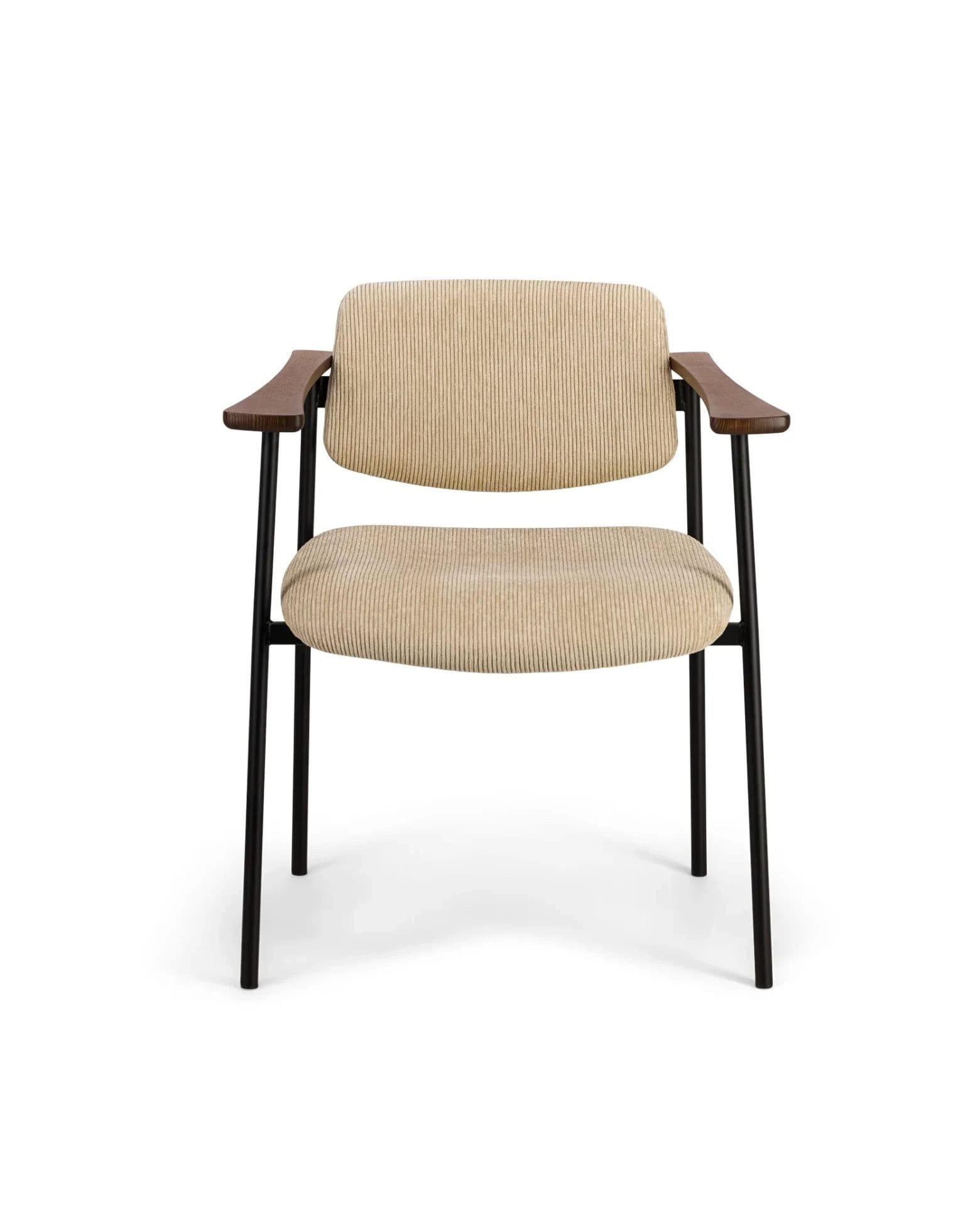 Pio Brown wood chair and beige corduroy - Image 4