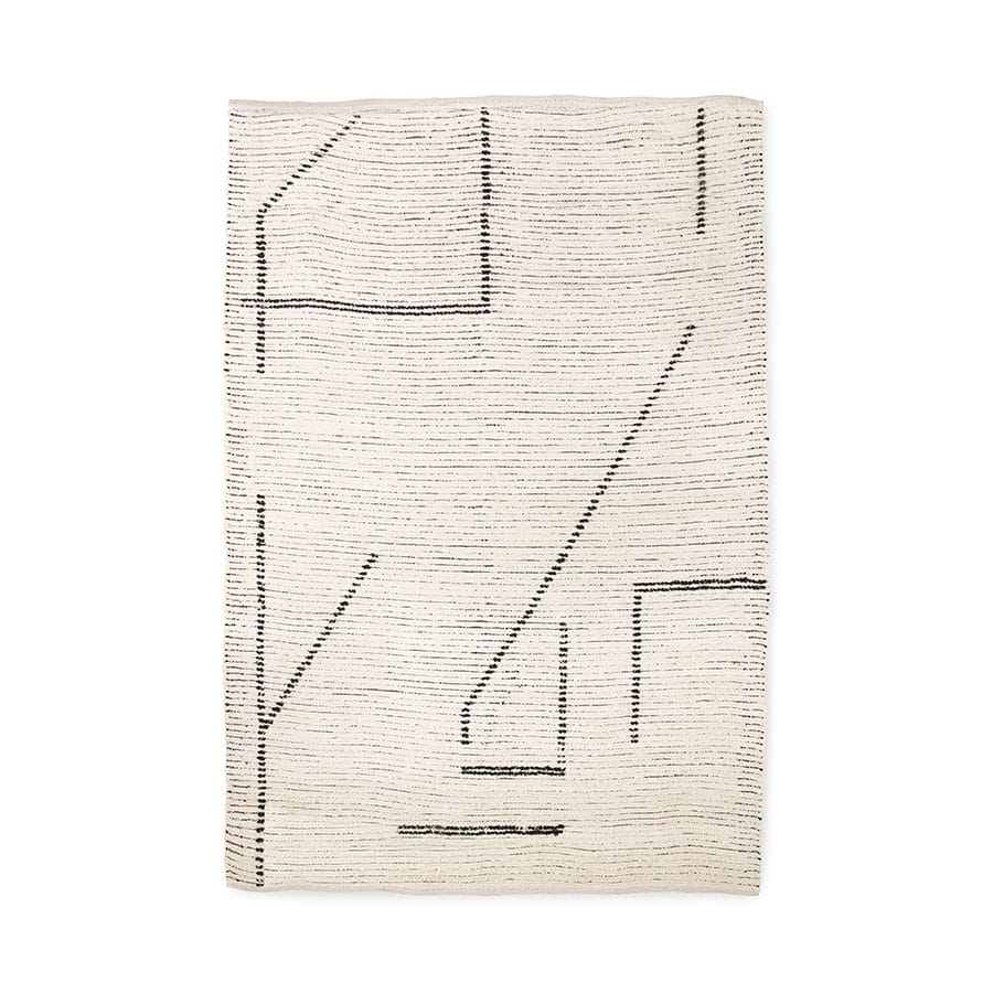 Hand woven cotton rug cream/charcoal, 200x300cm - Image 4